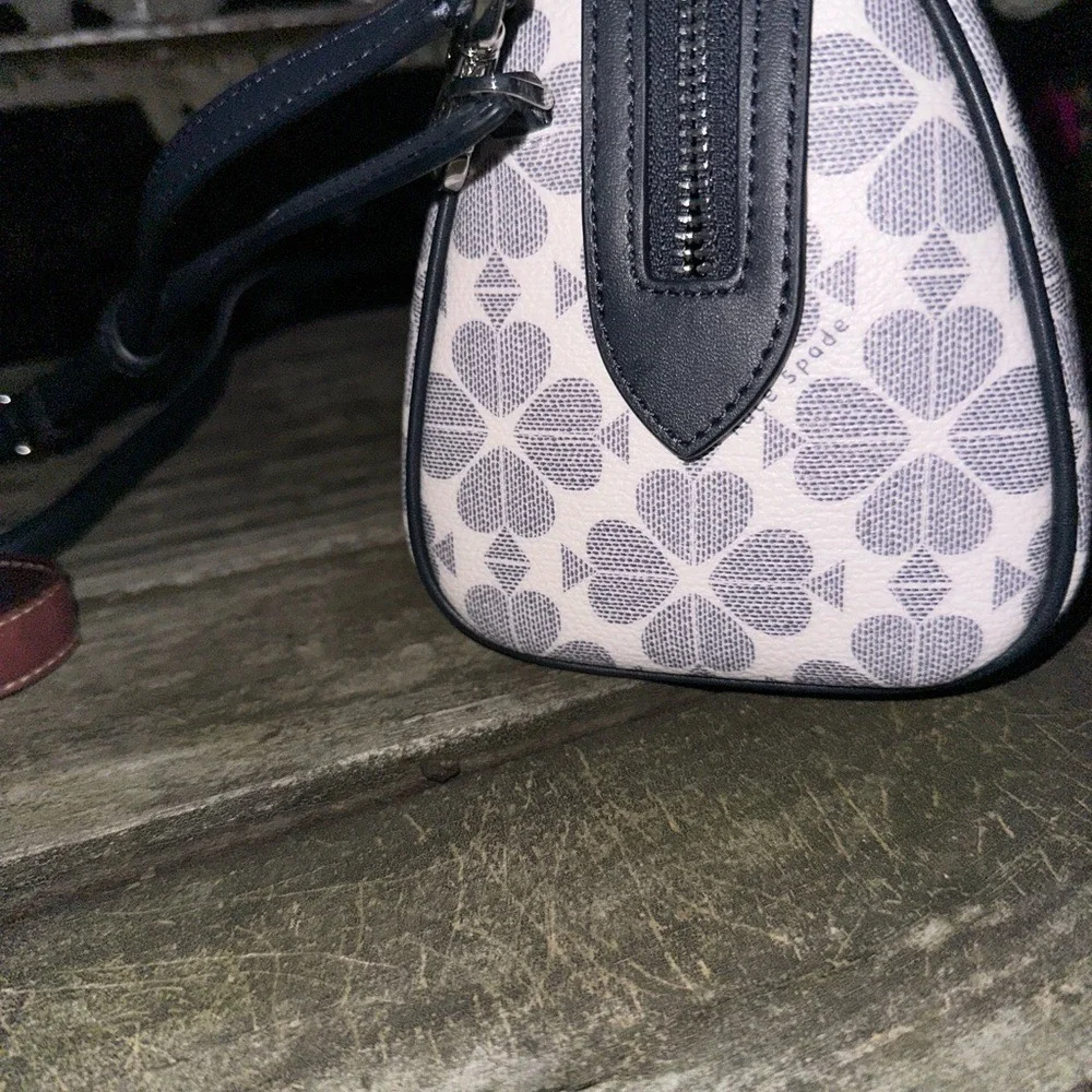 Kate Spade‎ Spade Flower Monogram Satchel Crossbody Bag and Card Holder Set Blue